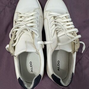 Aldo White Sneakers with Black Accents